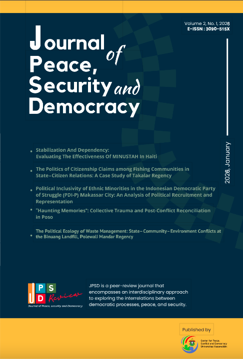 					View Vol. 2 No. 1 (2026): Journal of Peace, Security and Democracy
				